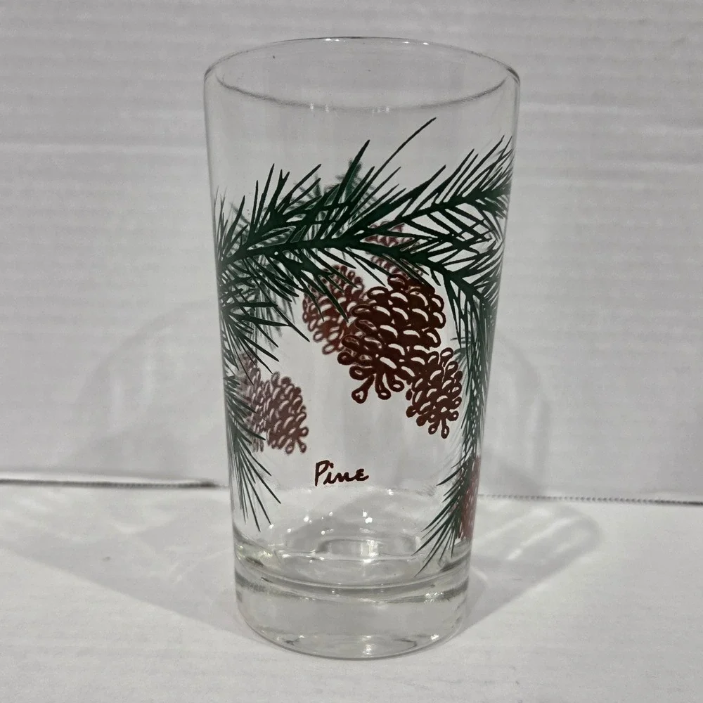 Vintage Boscul Peanut Butter Glass Pine Cone Pattern Tumbler 5 Inch Tall